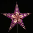 Ganesha purple/Glitter -Foldable glowing star, paper poinsettia with 5 points, 60 cm